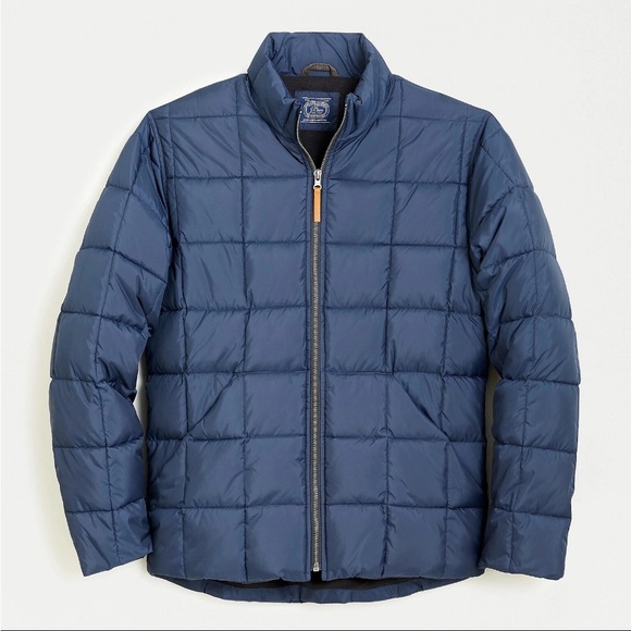 J.CREW puffer jacket insulated blue quilted fleece-lined leather-pull X- LG NWT - Picture 4 of 15